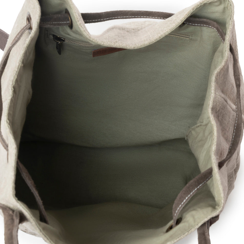 Myra Sel de Mer Bucket Backpack in Drift Olive - Myra USA