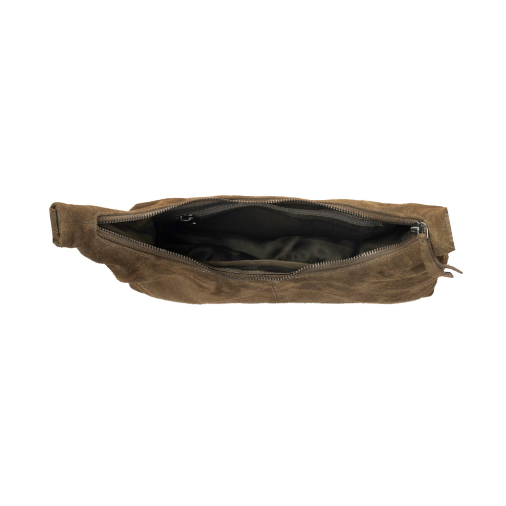 Juniper Trail Genuine Suede Bag for Women in olive with soft finish with extra strap - Myra USA