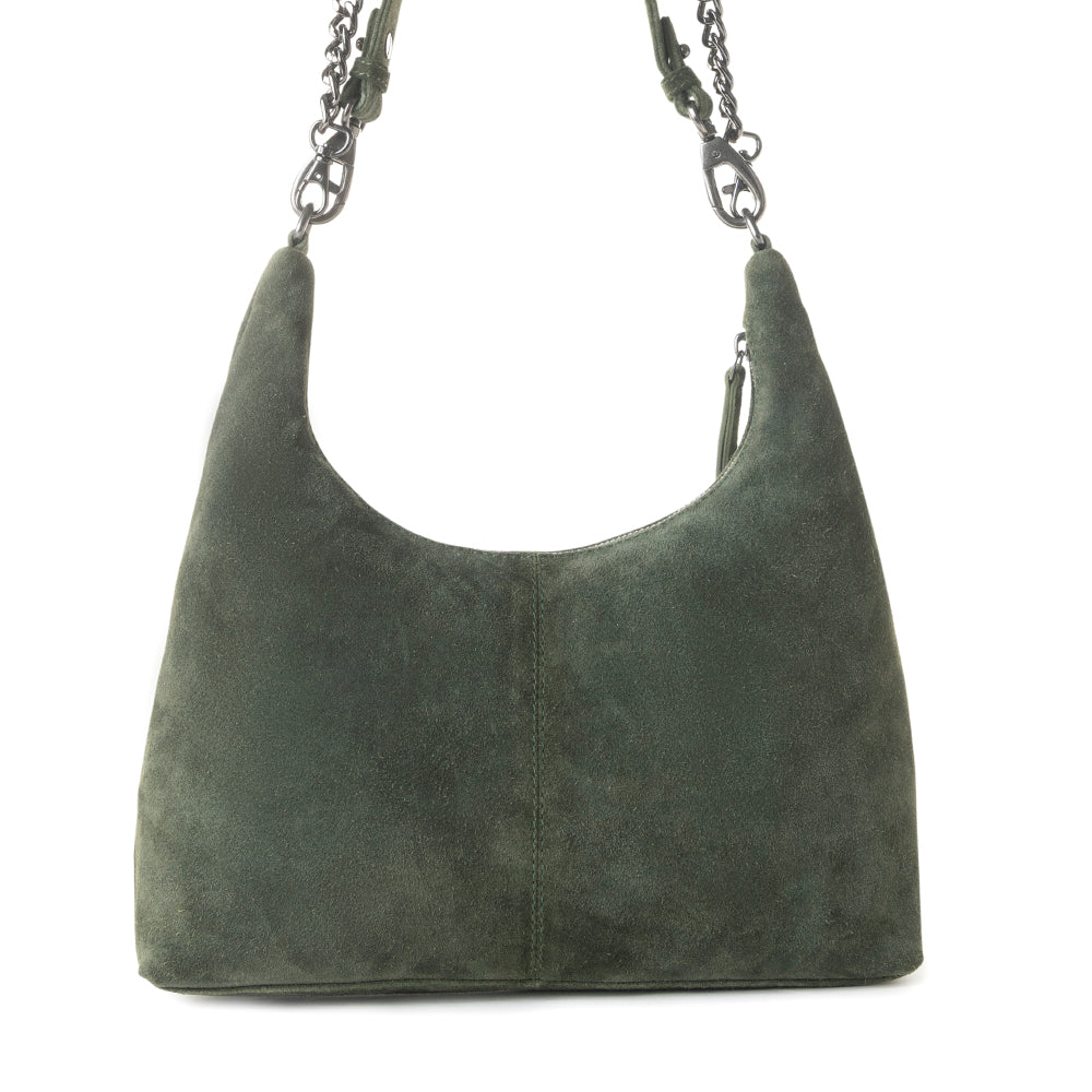 Juniper Trail Genuine Suede Bag for Women in forest green with extra strap - Myra USA