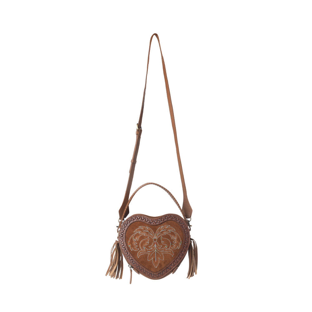 Myra Rodeo Romance Handtooled Leather Bag in Saddle Bronze - Myra USA