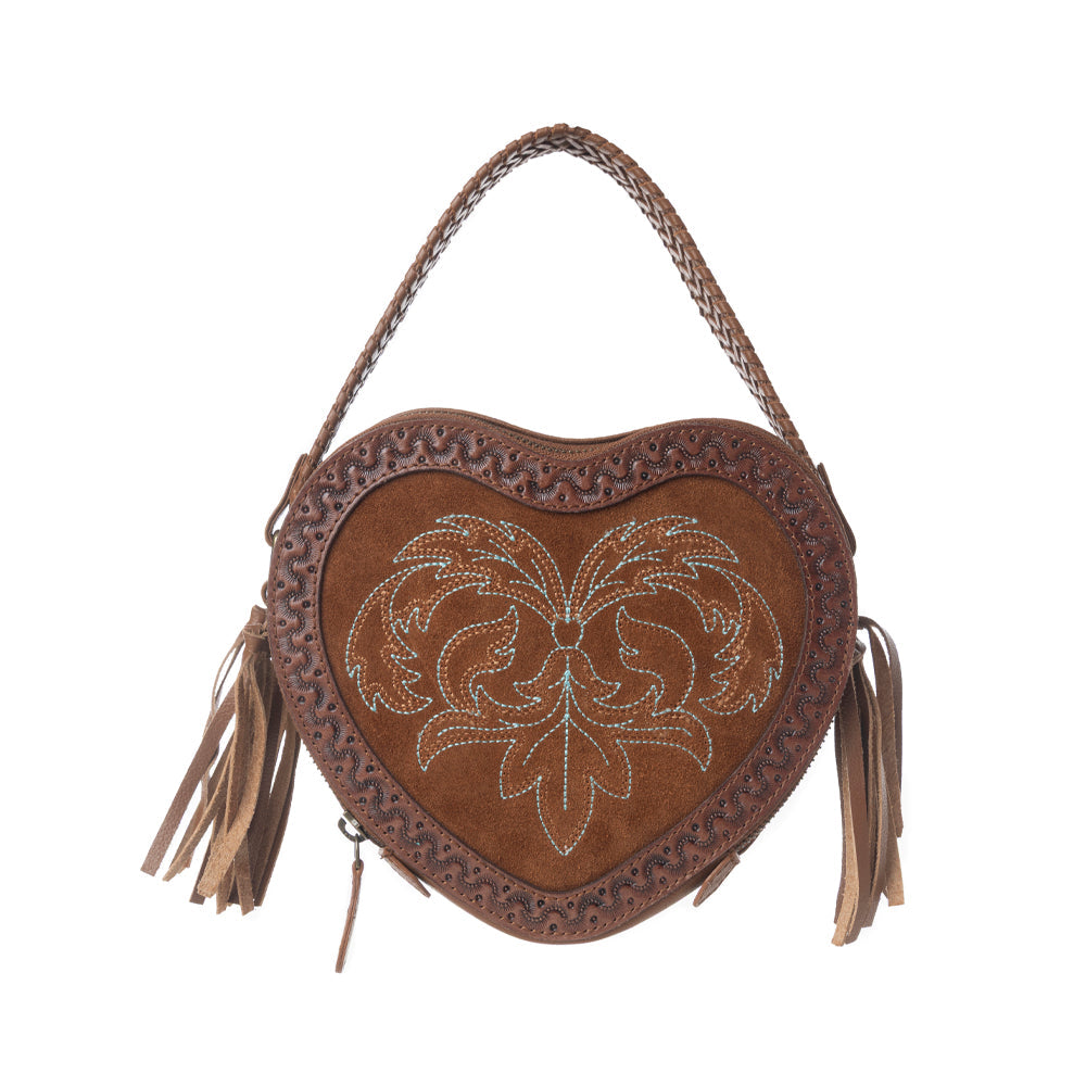 Myra Rodeo Romance Handtooled Leather Bag in Saddle Bronze - Myra USA