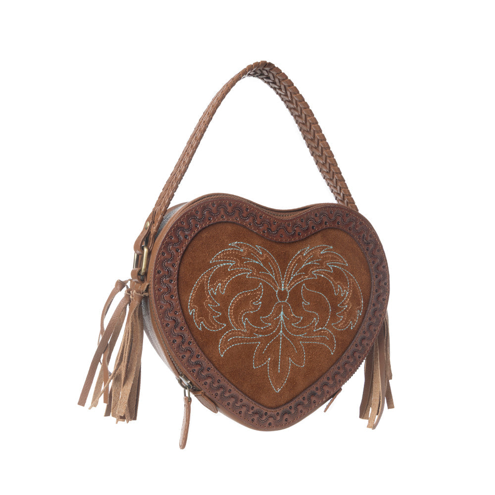 Myra Rodeo Romance Handtooled Leather Bag in Saddle Bronze - Myra USA