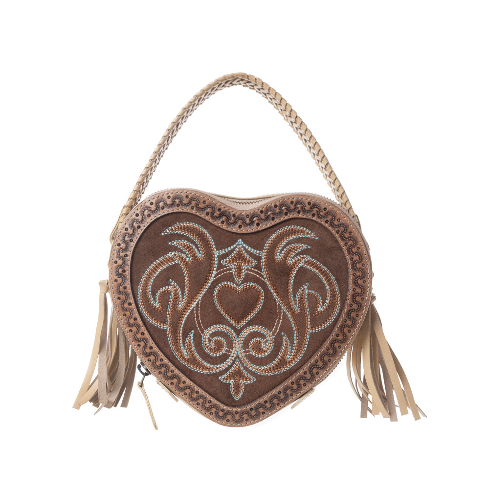 Myra Rodeo Romance Handtooled Leather Bag in Caramel Oak - Myra USA