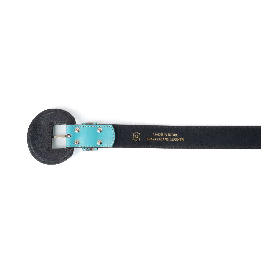 Barrel Bloom Leather Belt in Mahogany Brown - Myra USA