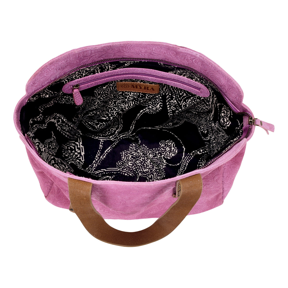 Myra Agarita Tote Bag for Women in pink with embossed leather - Myra USA