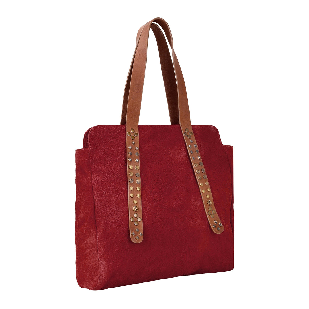 Myra Agarita Tote Bag for Women in rust with embossed leather - Myra USA