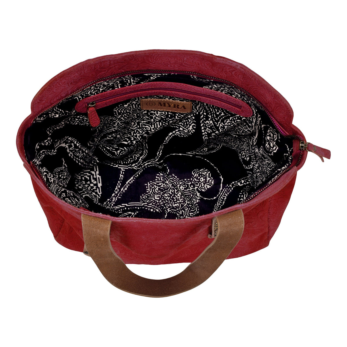 Myra Agarita Tote Bag for Women in rust with embossed leather - Myra USA