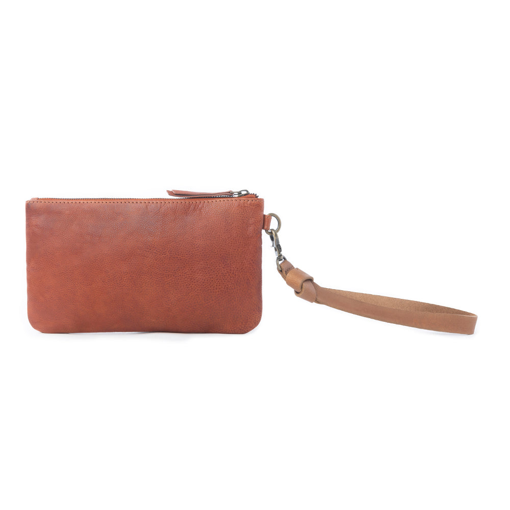 Myra Nova Point Studded Wash Leather Pouch in Bronzed Amber