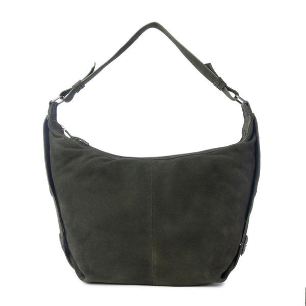 Myra Hunter’s Grove Suede Leather Shoulder Bag in Ranch Olive - Myra USA