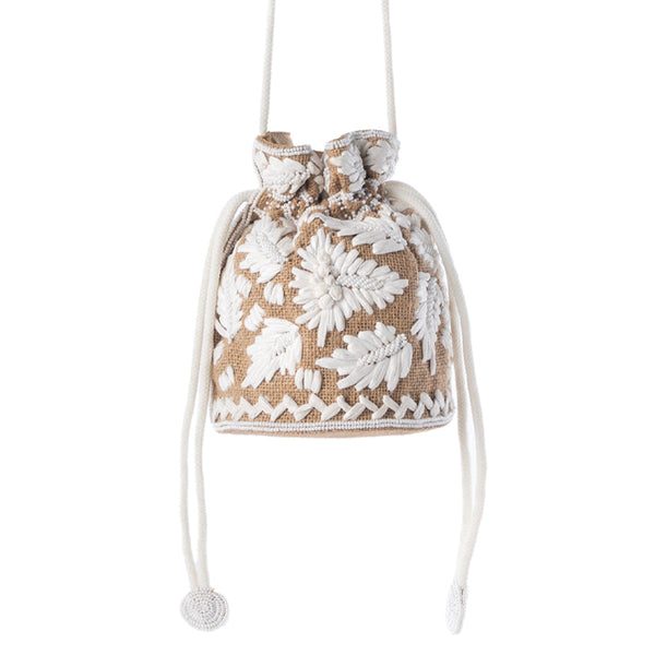 Honey Vine Western Bucket Bag for Women in Jute with embroidered detail - Myra USA