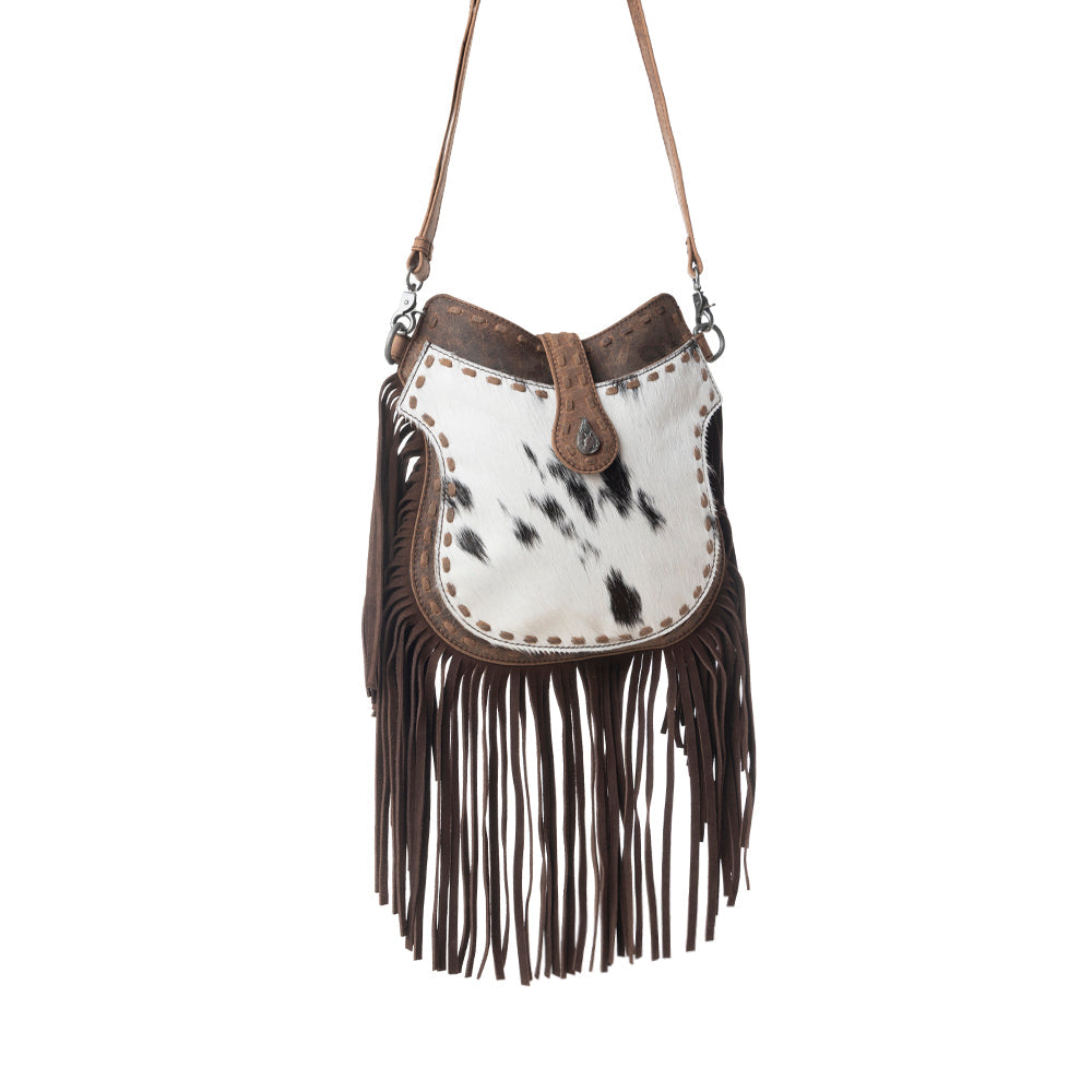 Myra Maverick Mist Hairon Leather Bag in Speckled Ivory - Myra USA