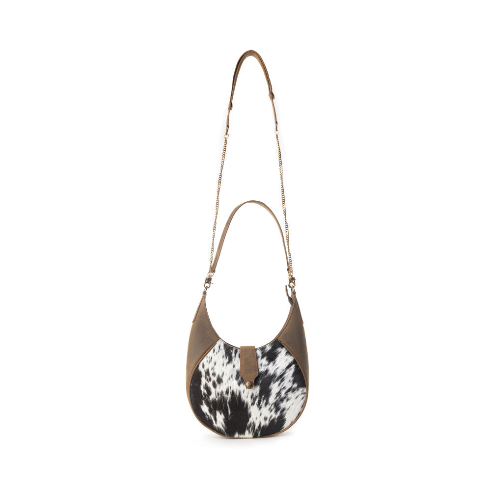 Myra Dakota Moon Hairon Leather Bag in Midnight Tan - Myra USA