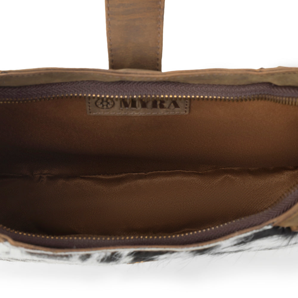 Myra Dakota Moon Hairon Leather Bag in Midnight Tan - Myra USA