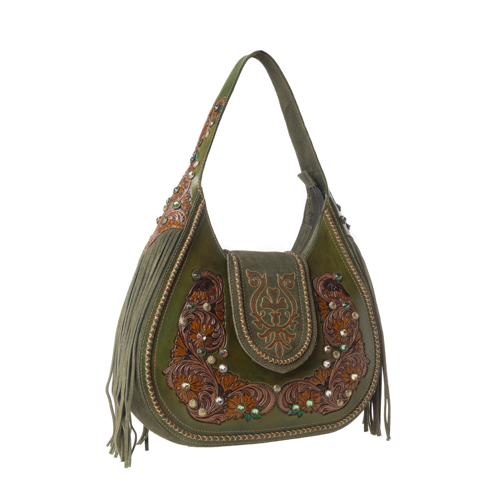 Myra Sierra Grove Handtooled Leather Bag in Western Fern - Myra USA