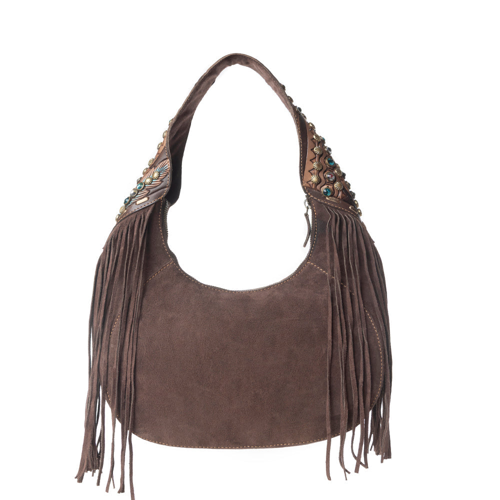 Myra Sierra Grove Handtooled Leather Bag in Deep Espresso - Myra USA