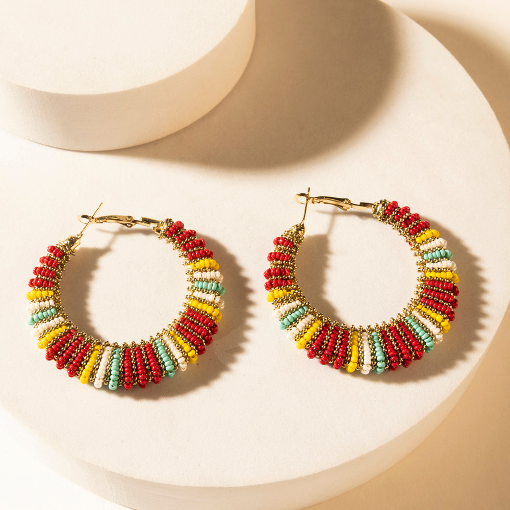 Myra Barrel Race Beaded Hoop Earrings in Rodeo Berry - Myra USA