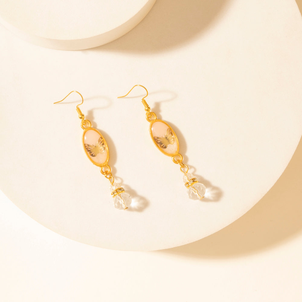 Myra Honey Crystal Dangle Earrings in Dawn Blush - Myra USA