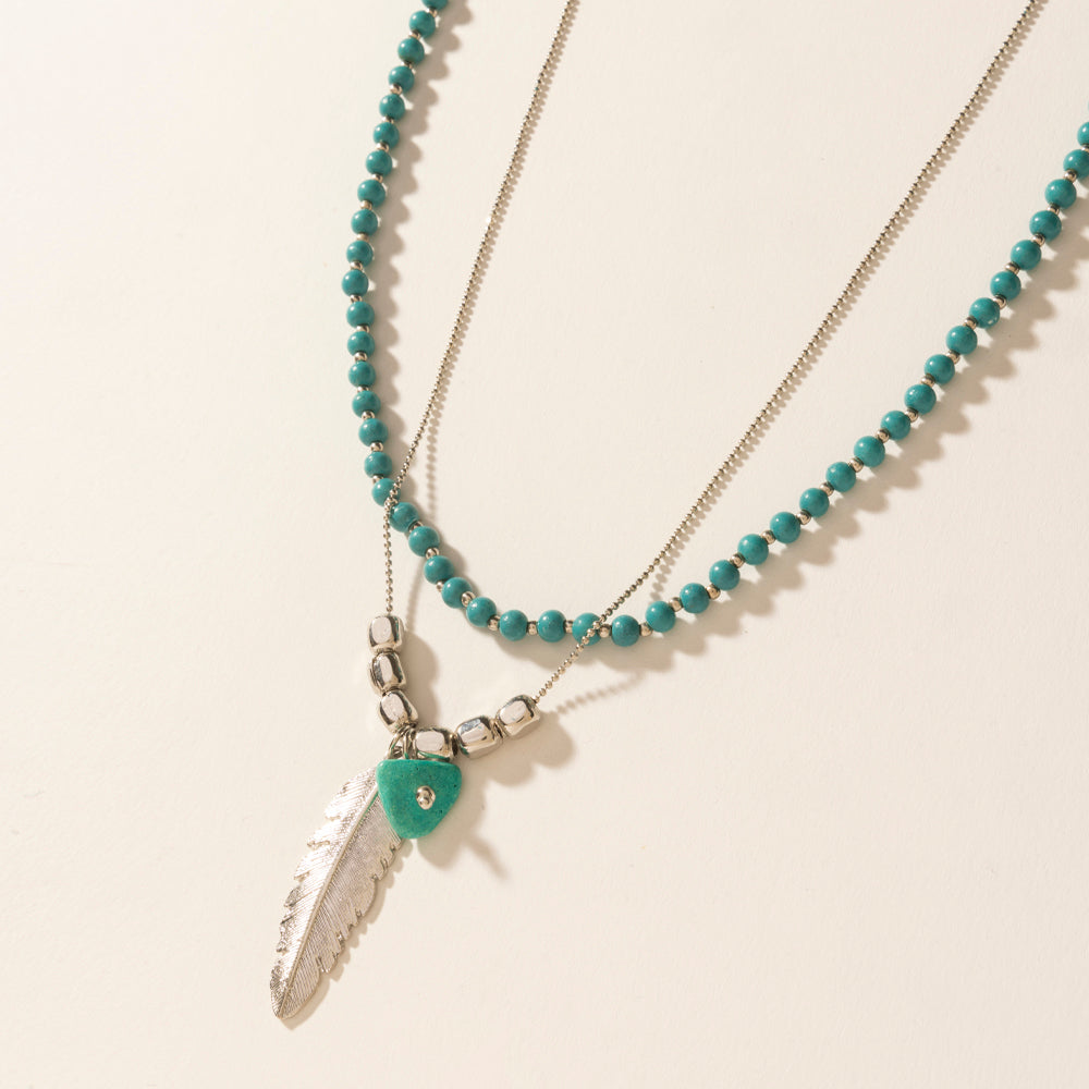 Myra Feathered Sage Necklace in Range Blue - Myra USA