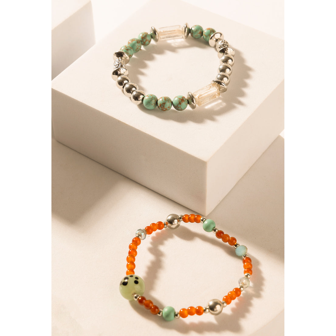 Myra Sunset Trails Bracelet Set in Mint Sky Silver