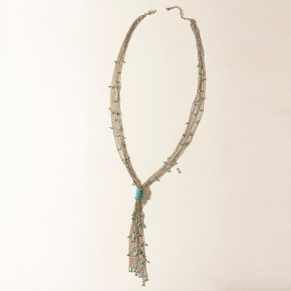 Myra Mist River Tassel Necklace in Silver Mix - Myra USA