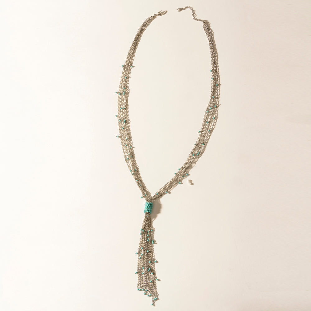 Myra Mist River Tassel Necklace in Silver Mix - Myra USA