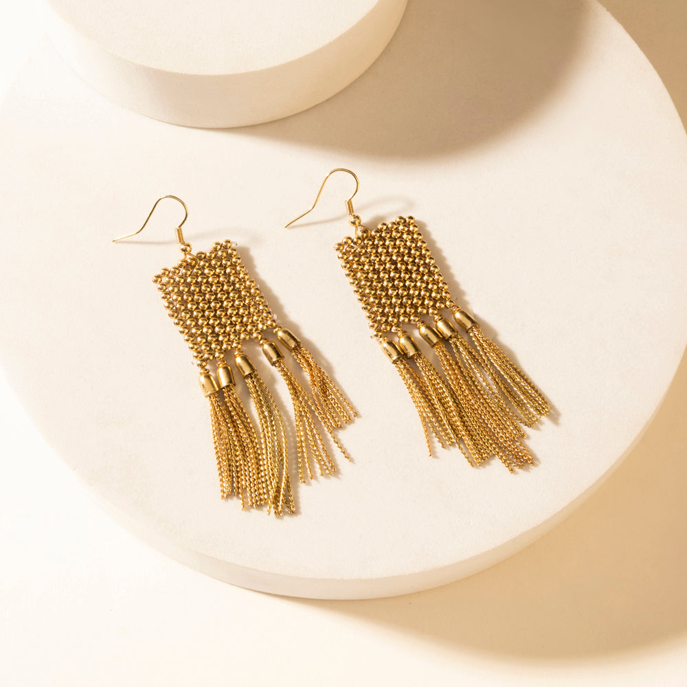 Myra Lanternlight Tassel Earrings in Chime Gold - Myra USA