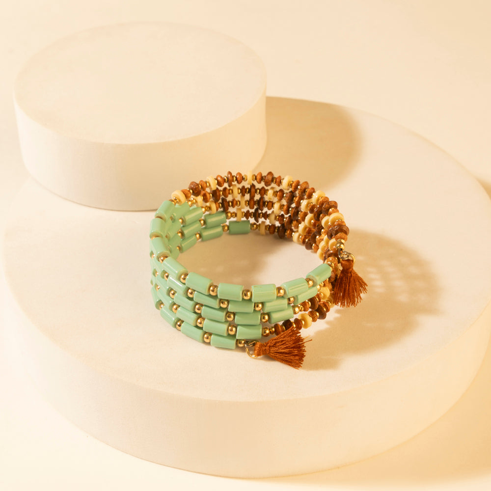 Myra Chaparral Sky Bead Bracelet in Blue Sage - Myra USA