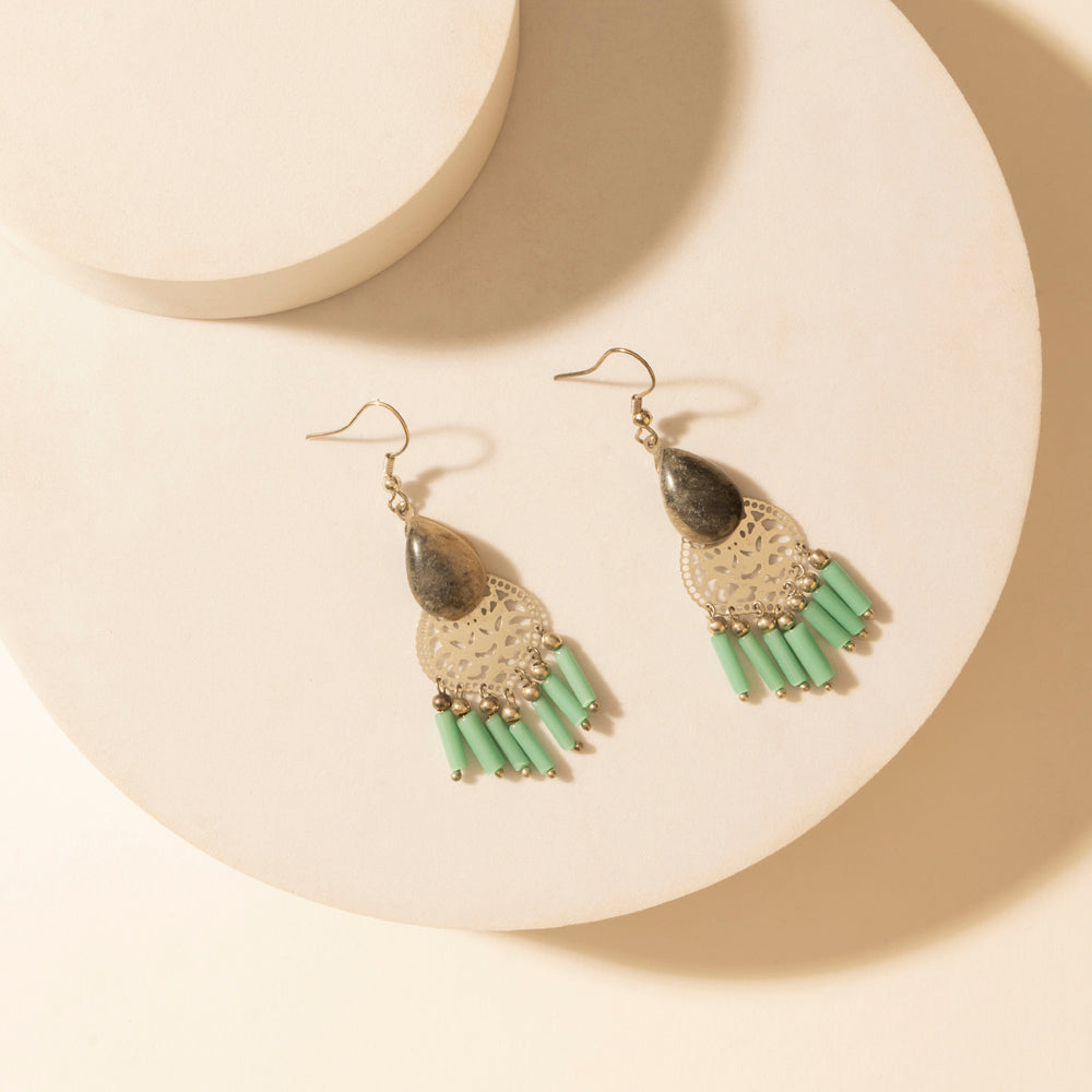 Myra Cantina Turquoise Earrings in Night Silver - Myra USA