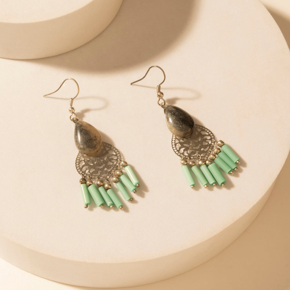 Myra Cantina Turquoise Earrings in Night Silver - Myra USA