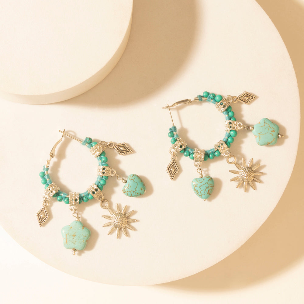 Myra Sunchrome Charm Hoop Earrings in Bloom Blue - Myra USA