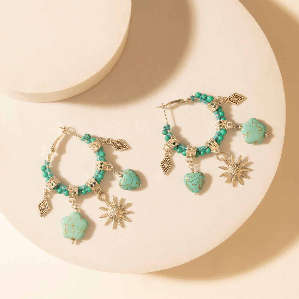 Myra Sunchrome Charm Hoop Earrings in Bloom Blue - Myra USA