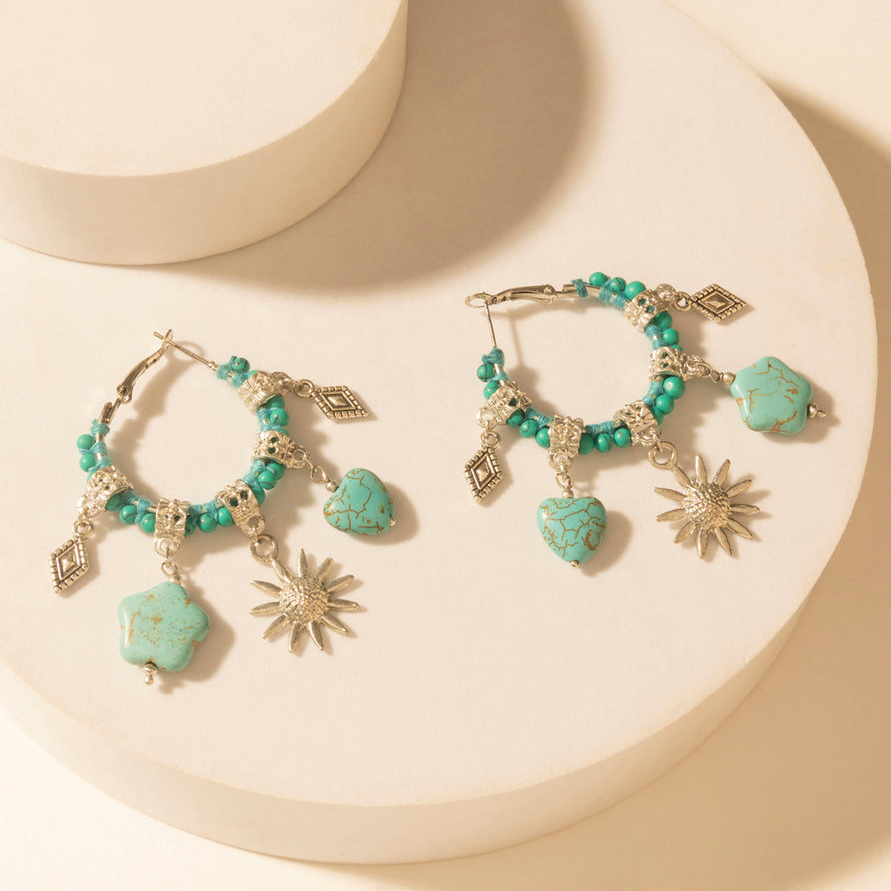 Myra Sunchrome Charm Hoop Earrings in Bloom Blue - Myra USA