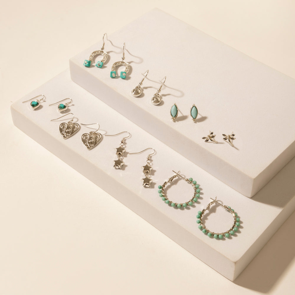 Myra Prairie Trinket Earrings Set in Saddle Silver - Myra USA