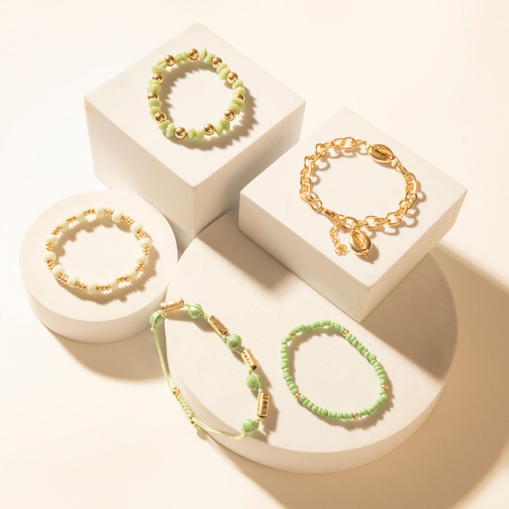 Myra Palomino Shine Stack Bracelet in Frost Green - Myra USA