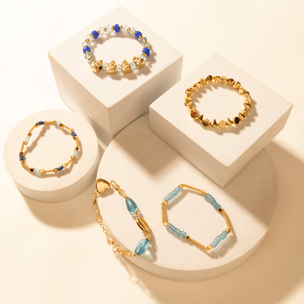 Myra Gilded Lasso Stack Bracelet in Arena Blue - Myra USA