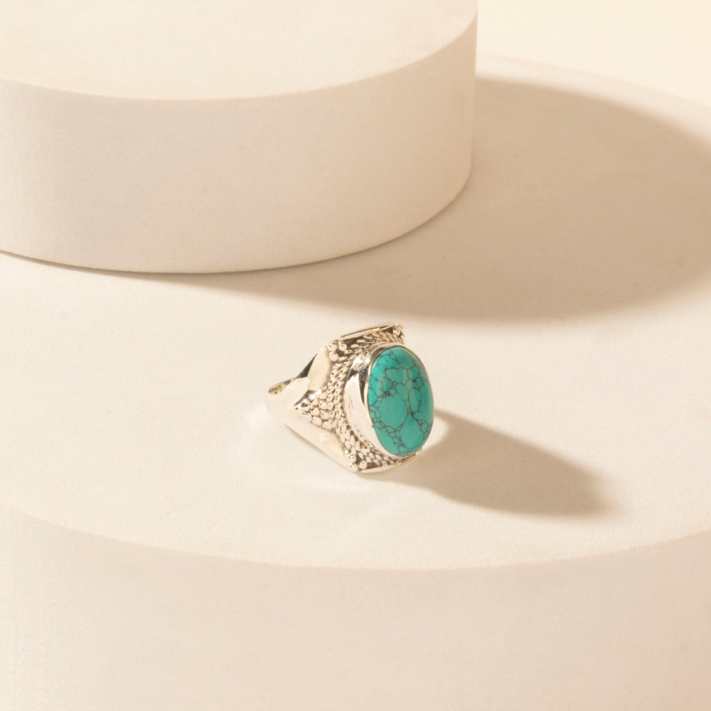 Myra Moonstrike Sterling Silver Ring in Arena Teal - Myra USA