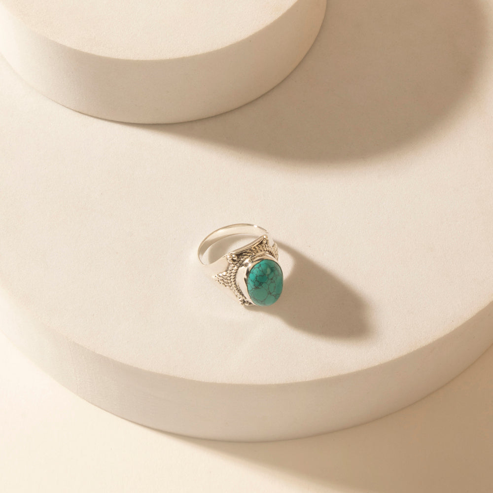 Myra Moonstrike Sterling Silver Ring in Arena Teal - Myra USA