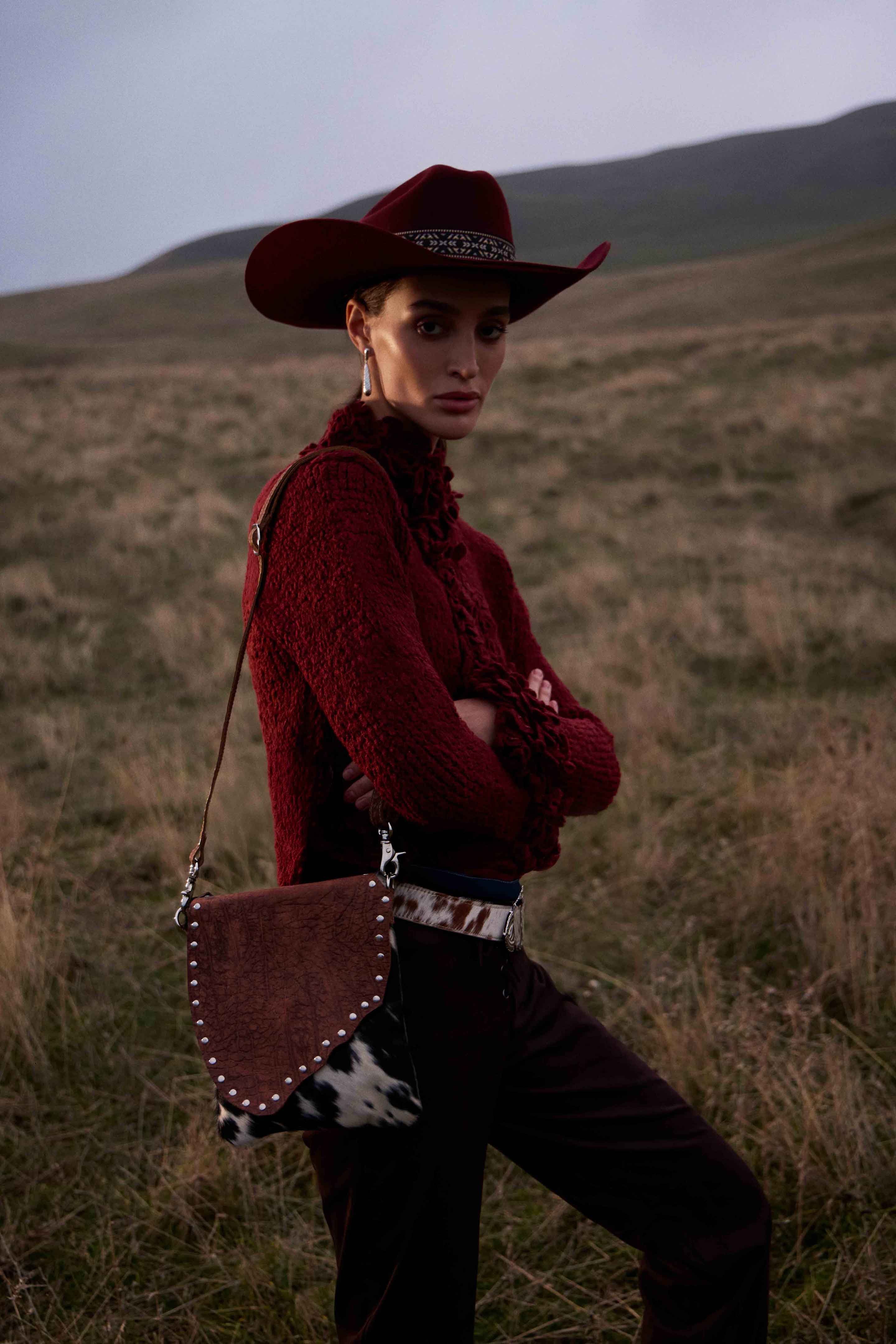 Myra Stonebrook Canvas & Hairon Bag in Spotted Ivory