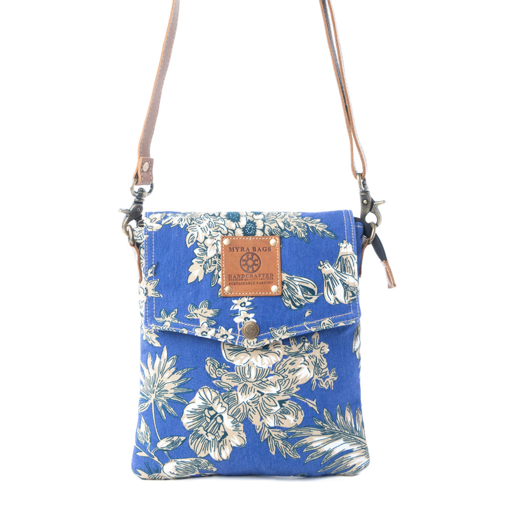 Myra Azure Bloom Crossbody Bag in Willow Blue