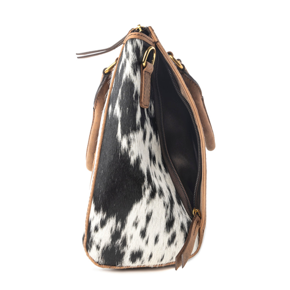 Myra Speckled Range Hairon Leather Concealed Carry Bag in Arctic Storm