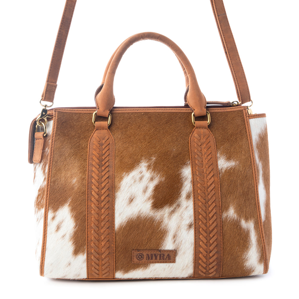 Myra Sierra Fawn Hairon Leather Concealed Carry Bag in Ivory Tan
