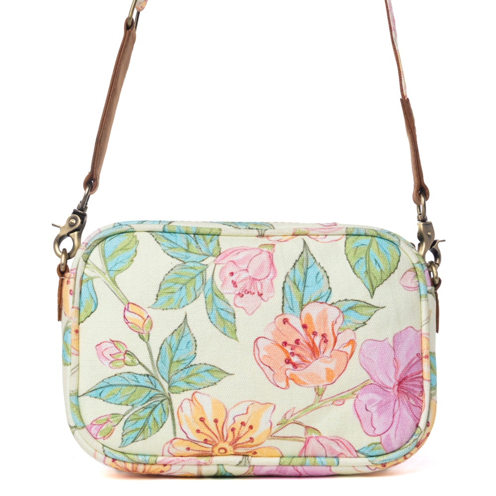 Myra Meadow Song Cotton & Leather Crossbody Bag in Lemon Blossom - Myra USA
