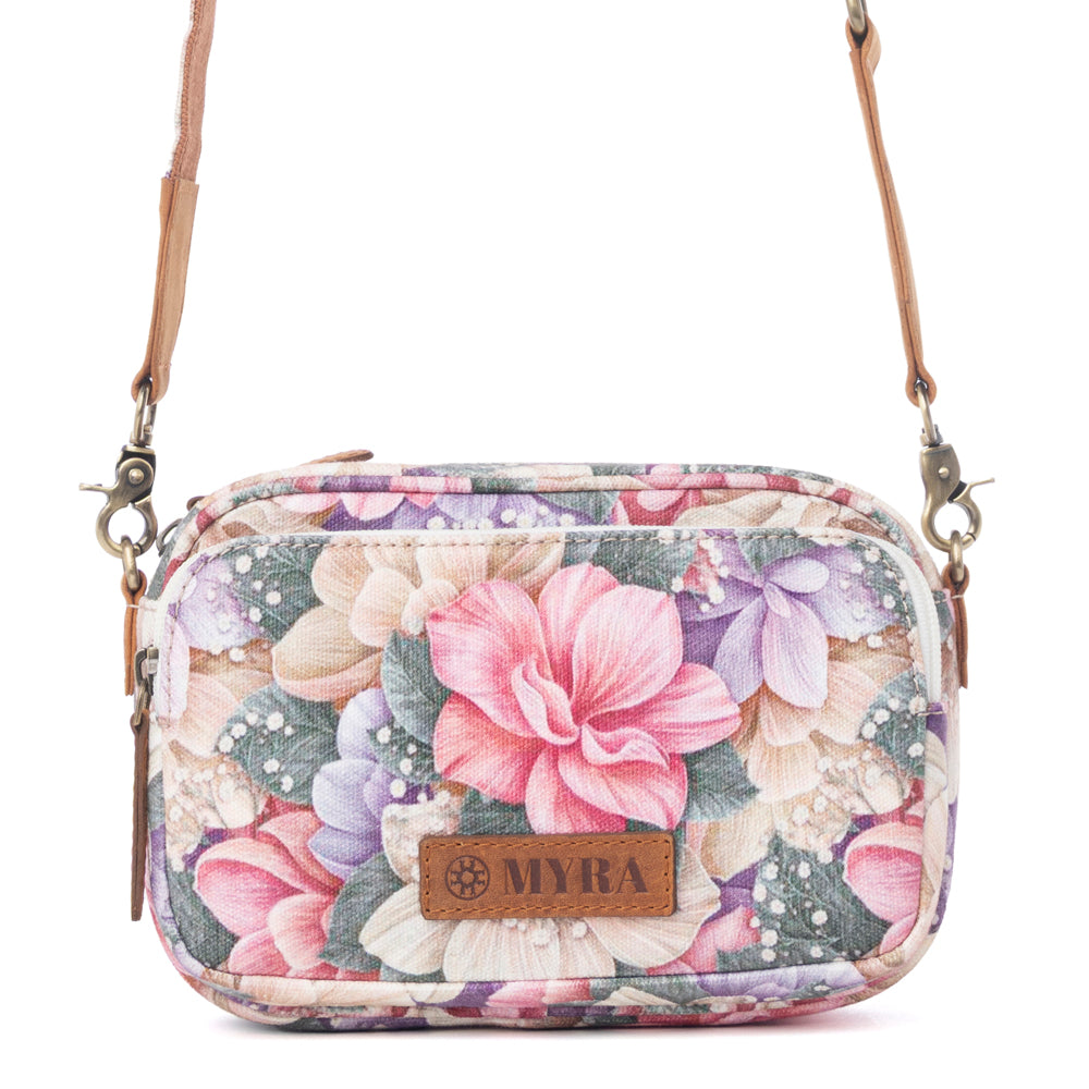 Myra Meadow Song Cotton & Leather Crossbody Bag in Meadow Blush - Myra USA