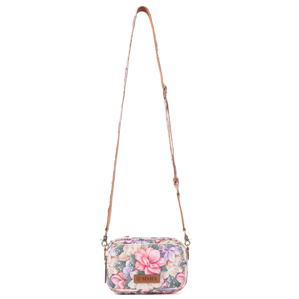 Myra Meadow Song Cotton & Leather Crossbody Bag in Meadow Blush - Myra USA