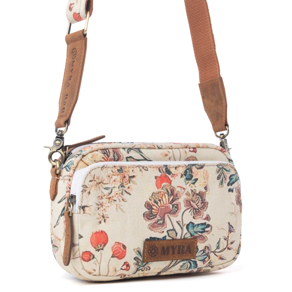 Myra Meadow Song Cotton & Leather Crossbody Bag in Primrose Yellow - Myra USA