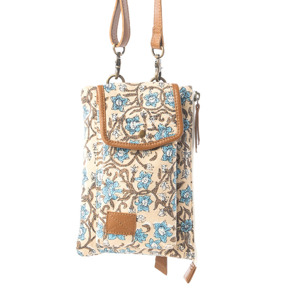 Myra Skyvine Ridge Crossbody Bag with Phone Compartment in Blue Bloom - Myra USA