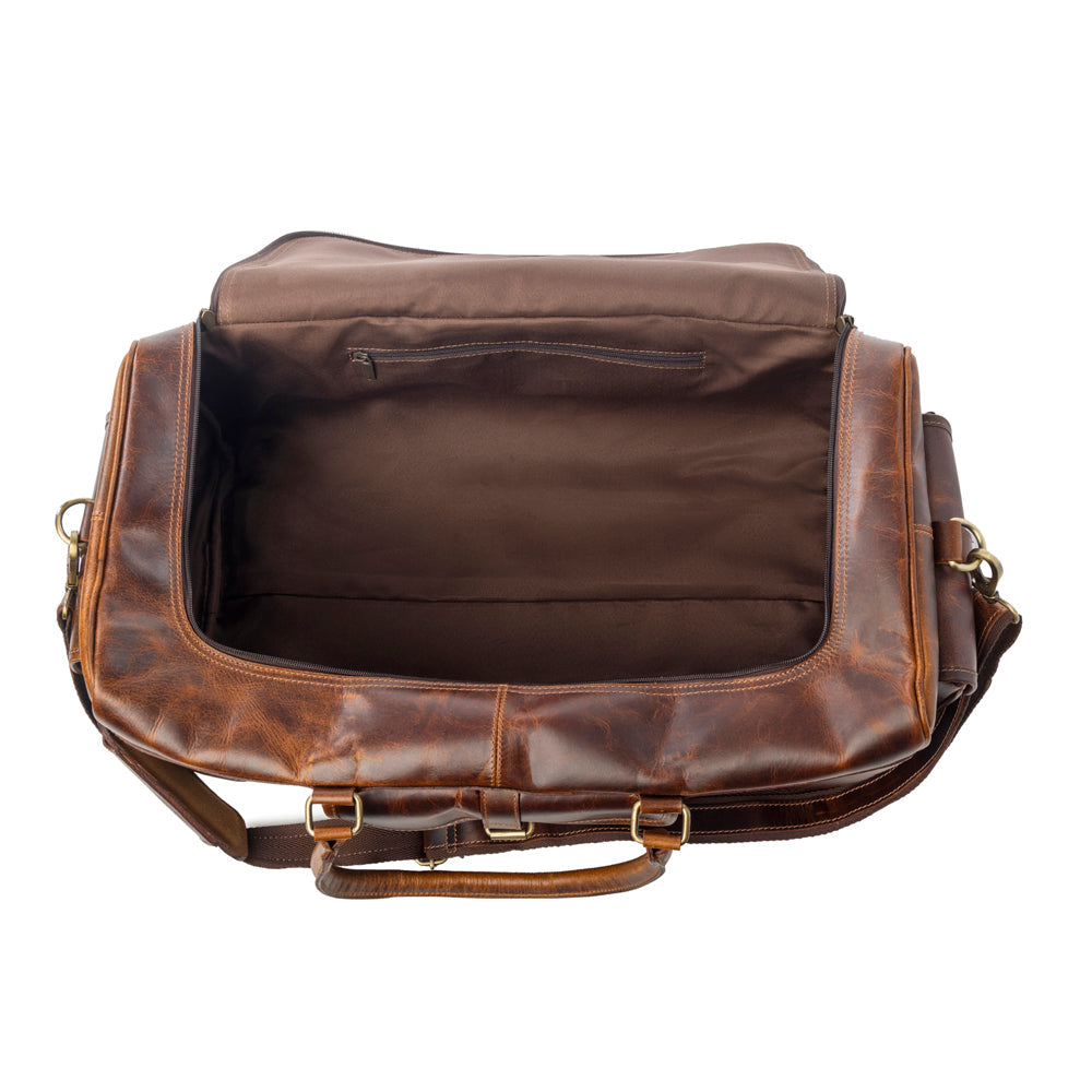 Myra Dakota Voyager Leather Traveller Bag in Smoked Walnut