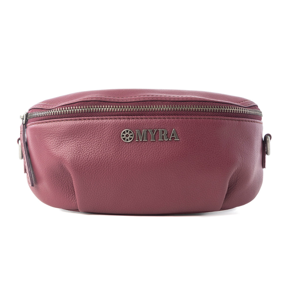 Myra Wild Plum Range Leather Fanny Pack in Ranch Ruby - Myra USA