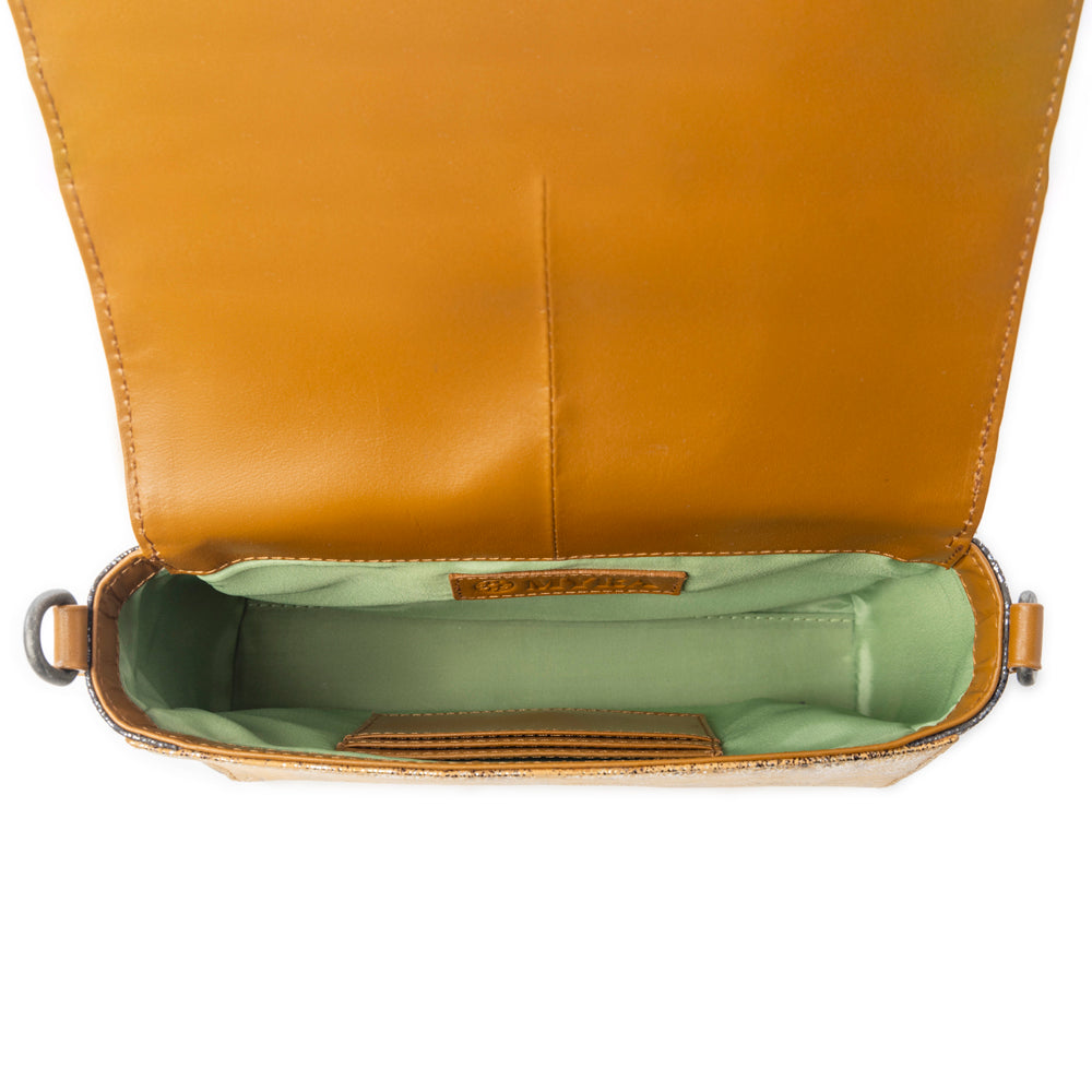 Myra Serpentina Charm Leather Shoulder Bag in Amber Snake Print