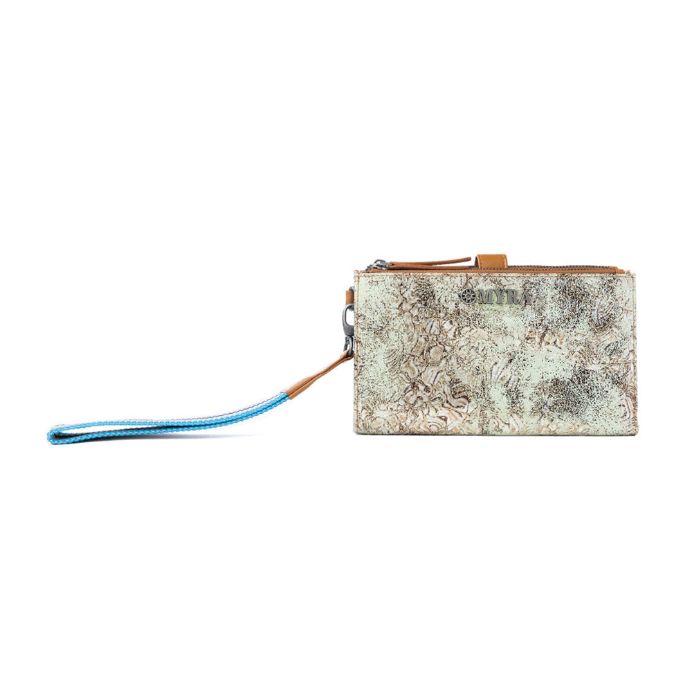 Myra Aurora Sage Leather Wallet in Glimmer Snake Print
